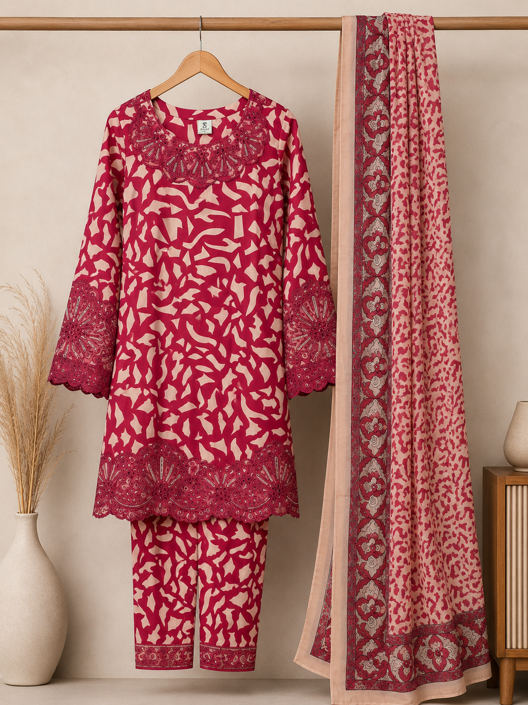 Stitched Embroidered 3 Piece Lawn Suit | Midnight Bloom by Kaswa