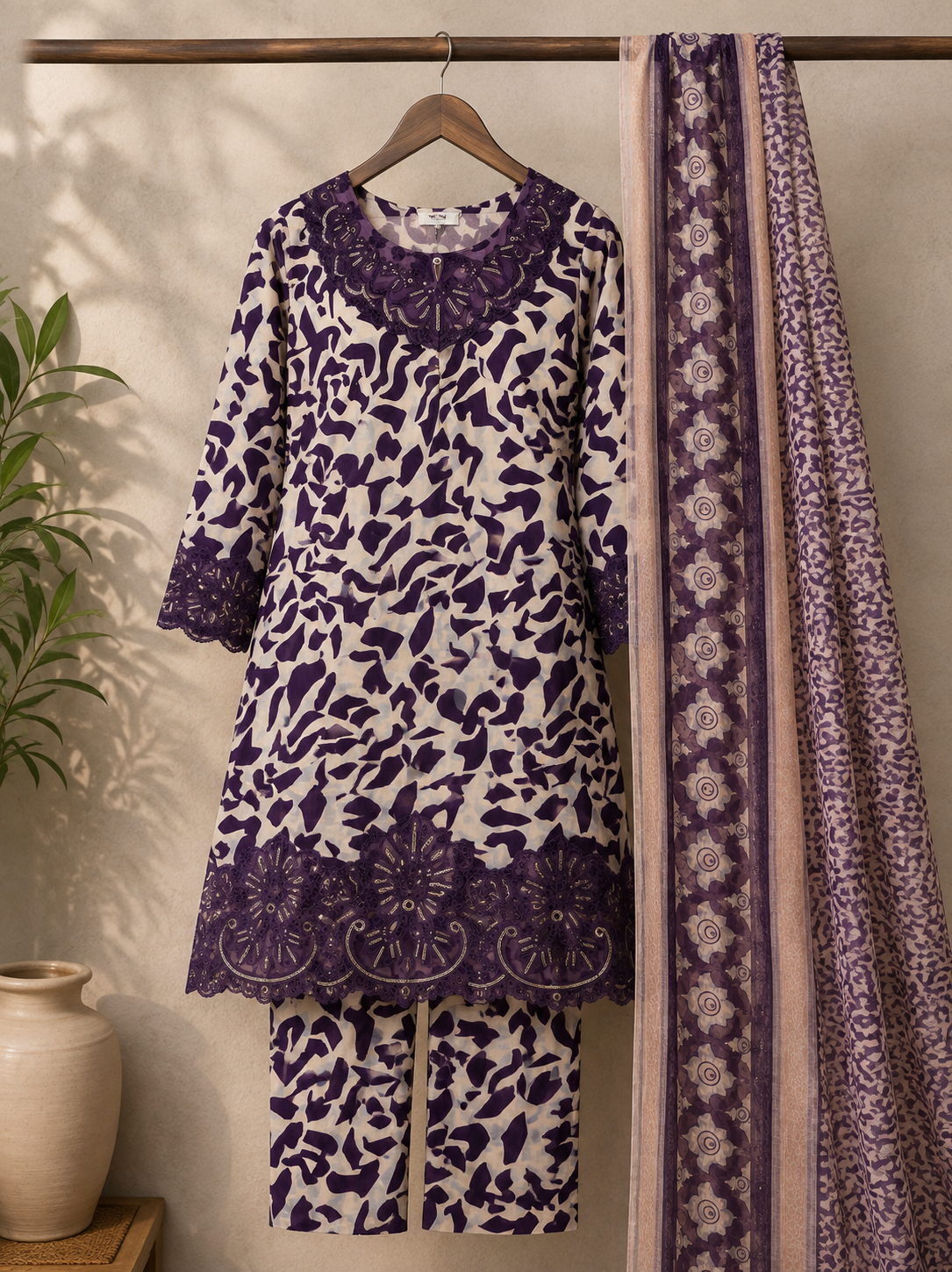 Stitched Embroidered 3 Piece Lawn Suit | Midnight Bloom by Kaswa